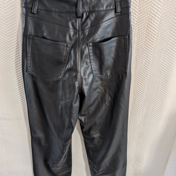 Zara NWT Faux Leather Pants High Waist Gold Hardware Size 2 - Picture 8 of 11